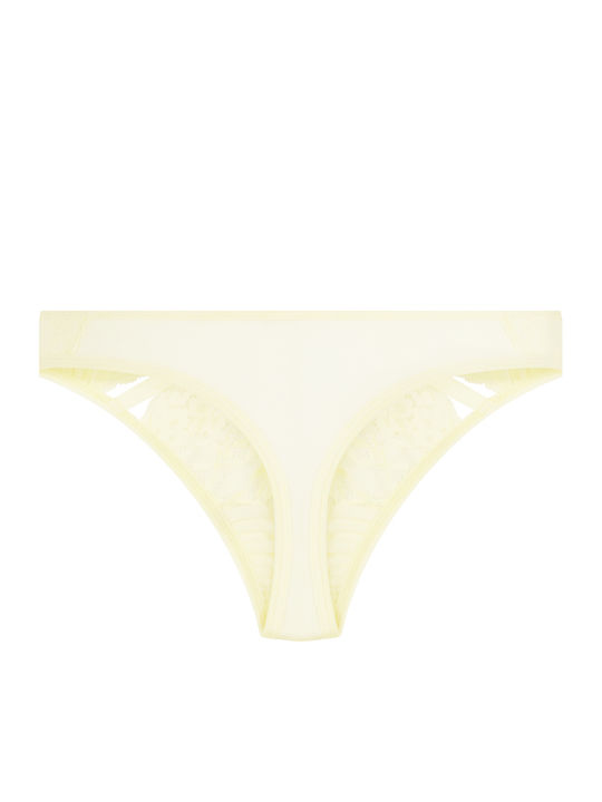 Wera Damen-String mit Spitze Gelb