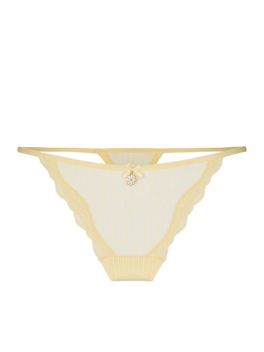 Damen-Zeichenfolge mit Spitze Gelb