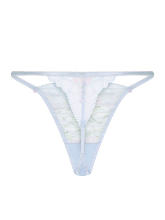 Damen-String mit Spitze Blau
