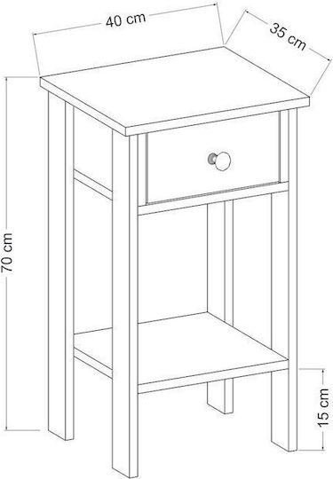 Κομοδίνο Μεταλλικό Λευκό 40x35x70cm