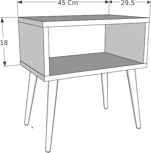 Wooden Gray Bedside Table 45x29x60cm