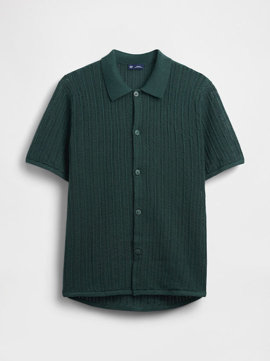 Short Sleeve Cotton Shirt Deep Hunter Green