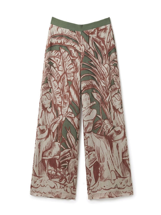 Damenhose mit Gummiband Blumenmuster Blumen