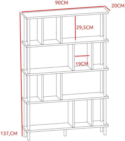 Bibliotecă Gri 90x20x137 cm
