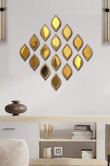 Stewehome Set Oglinzi Decorative Plexiglass Textură Lemn 13x8x4 Cm