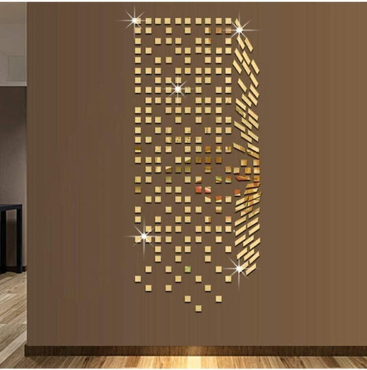 Stewehome Decorative Asymmetric Wall Mirror Plexiglass Gold Set Gold 3x3 Cm