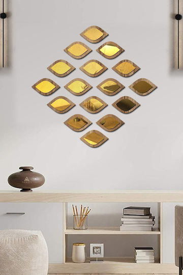 Stewehome Set Oglinzi Decorative Plexiglass Textură Lemn 13x8x4 Cm