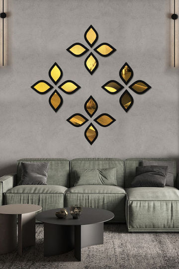 Stewehome Set of Decorative Plexiglass Mirrors Wooden Texture 13x8x4 Cm