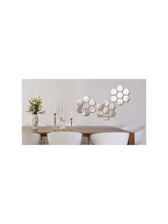SteweHome Oglindă de Perete Asimetrică cu Ramă din Plastic Argintiu 12x11cm
