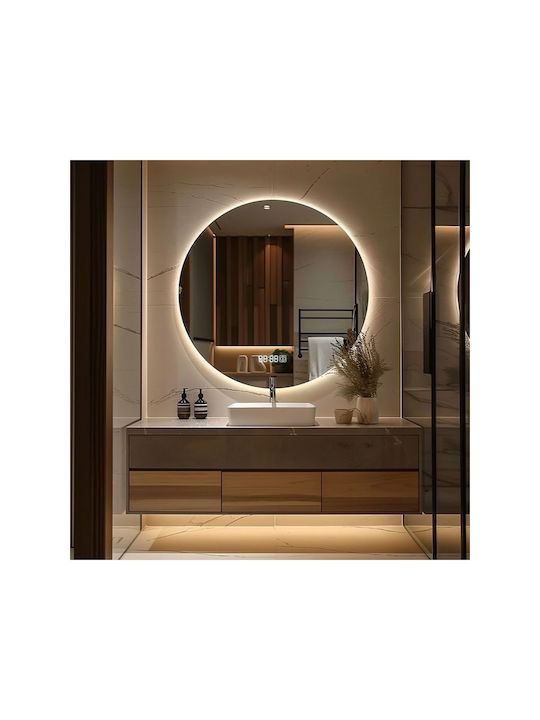 SteweHome Καθρέπτης Τοίχου με Πλαίσιο & LED Φωτισμό Διαμέτρου 67cm