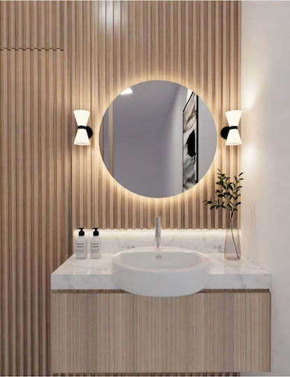 SteweHome Wall Mirror with Frame & LED Lighting Diameter 67cm