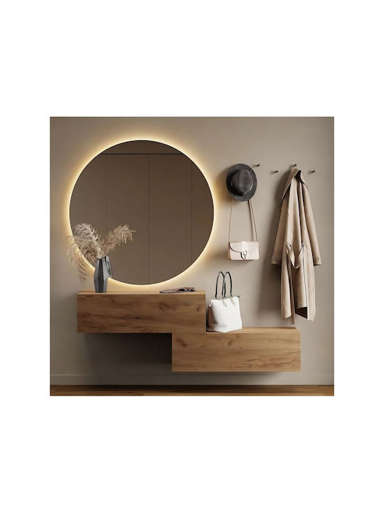 SteweHome Καθρέπτης Τοίχου με Πλαίσιο & LED Φωτισμό Διαμέτρου 67cm