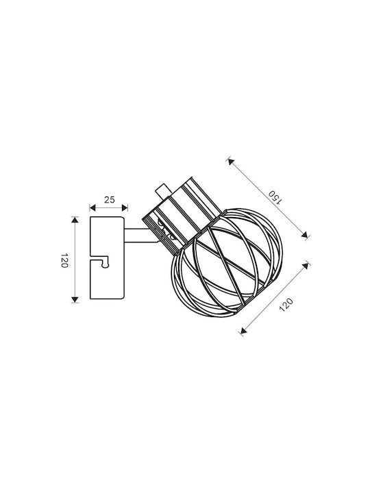 Vivalux Wall Lamp with E14 Socket Black 12x12x15cm
