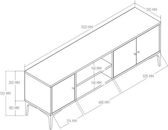 Yellow TV Stand L150xD35xH51cm