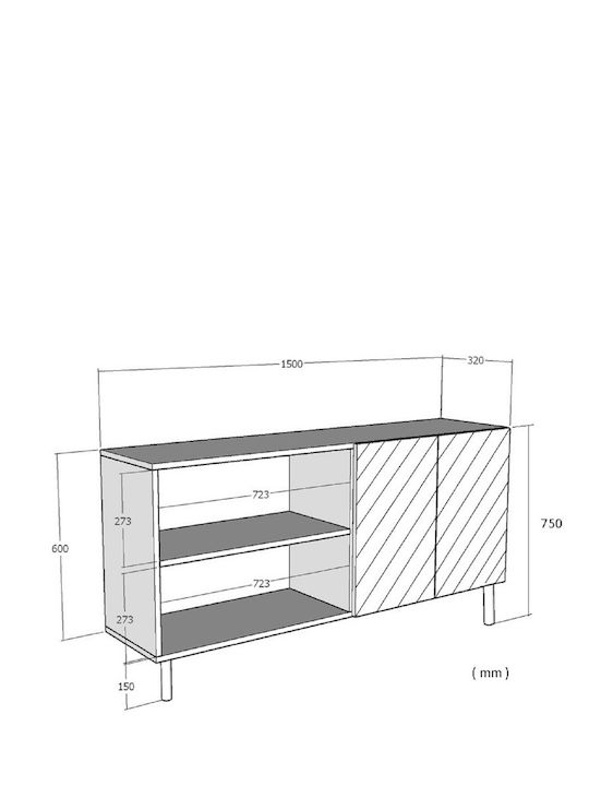 Έπιπλο Τηλεόρασης Χρυσό Μ150xΠ32xΥ75cm