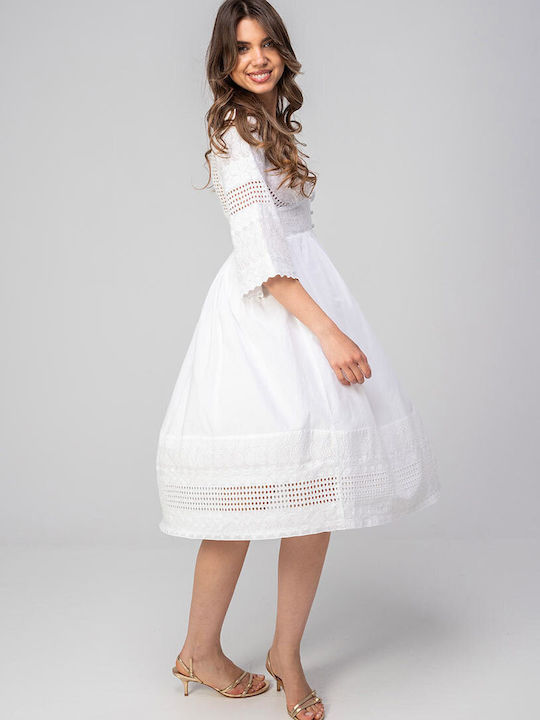 Rochie De Vară Midi Rochie-Cămașă Albă