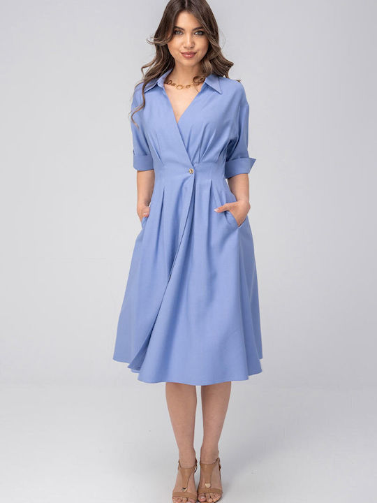 Larina Midi Hemdkleid Blau