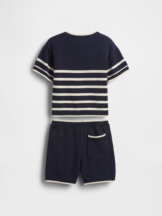Kids Set with Shorts Summer 2 Pieces Navy Uniform Stripe