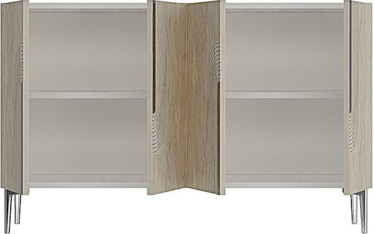 Wooden Sideboard with Mirror Brown 120x32x75cm