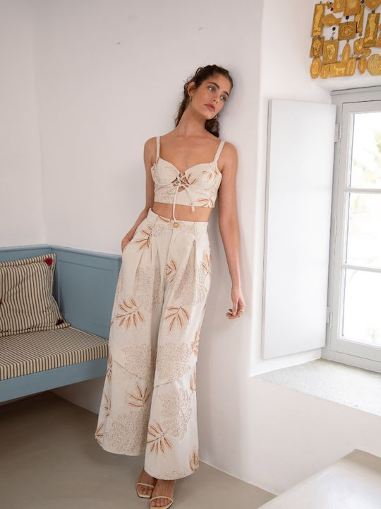 Women's Corset Top with Spaghetti Straps Beige