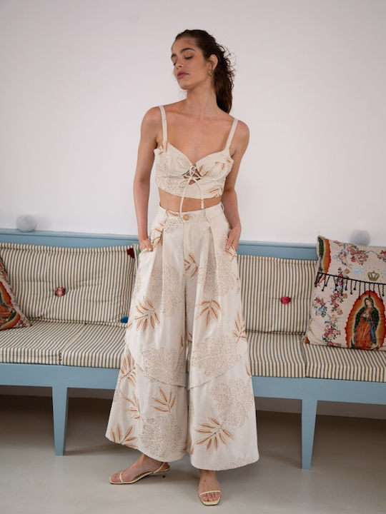 Women's Corset Top with Spaghetti Straps Beige