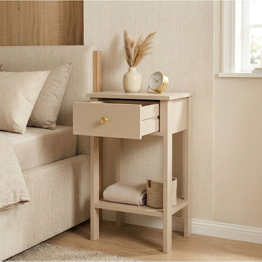 Нощно Шкафче Дървено Златисто 40x35x70см