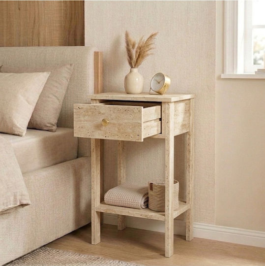 Wooden Gold Bedside Table 40x35x70cm