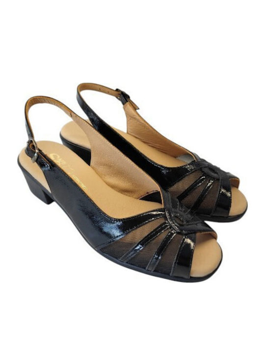 Leder Pumps mit Niedrigem Absatz Schwarz