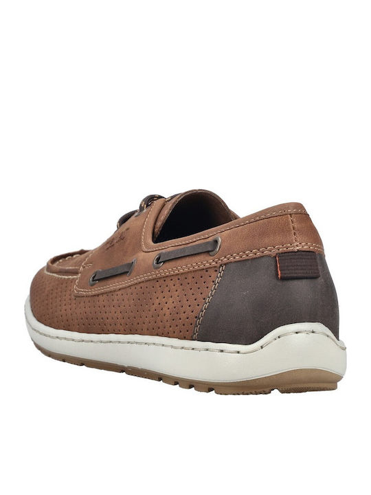 Leather Men's Moccasins In Tabac Brown Colour