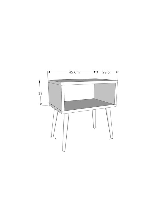 SteweHome Nachttisch Aus Holz Grau 45x29x60cm