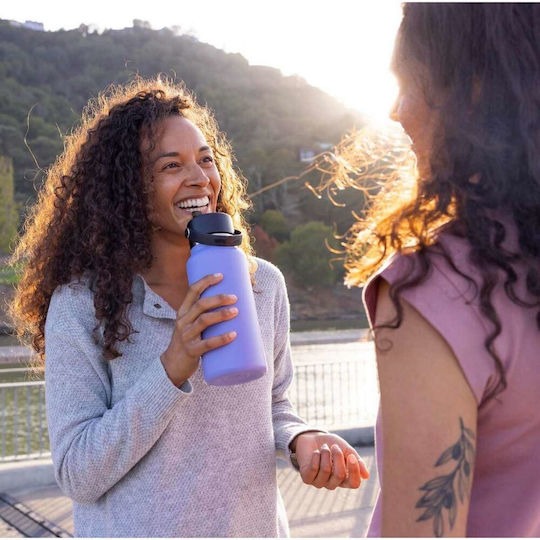 Hydro Flask Wide Flex Cap Μπουκάλι Θερμός Ανοξείδωτο 1lt Surf Blue με Καλαμάκι