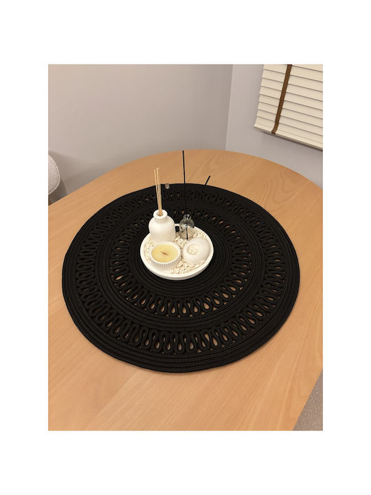 SteweHome Σουπλά Στρογγυλό Ψάθινο Μαύρο 60cm SteweHome Σουπλά Στρογγυλό Ψάθινο Μαύρο 60cm