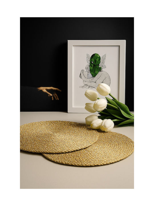 SteweHome Wicker Gold Placemats 33x33cm 6 Pieces