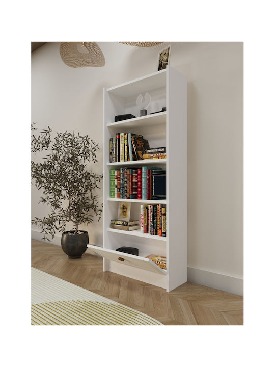 Bibliotecă Albă 65x22x150 cm