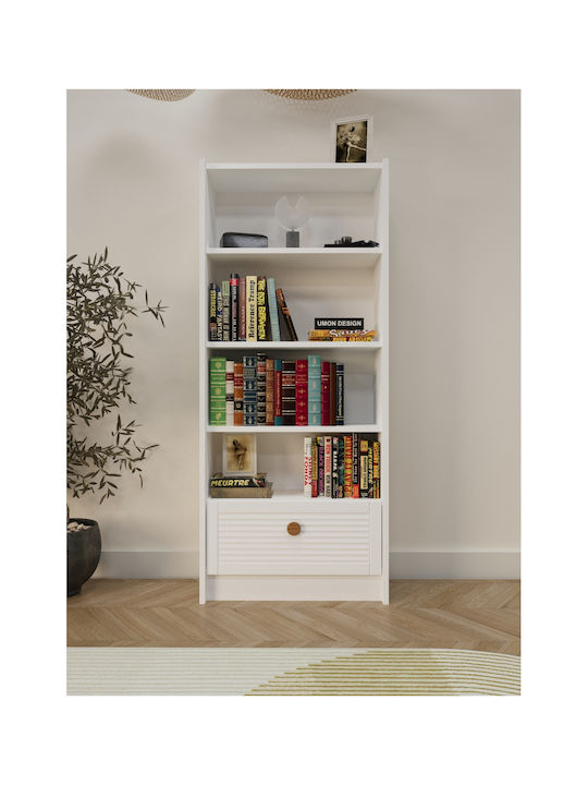 Bibliotecă Albă 65x22x150 cm