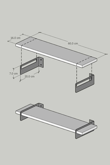 Ράφι 60x16x7εκ. Σκανδιναβικό