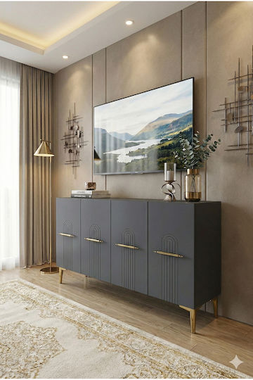 Μπουφές Ξύλινος Γκρι 120x32x75cm