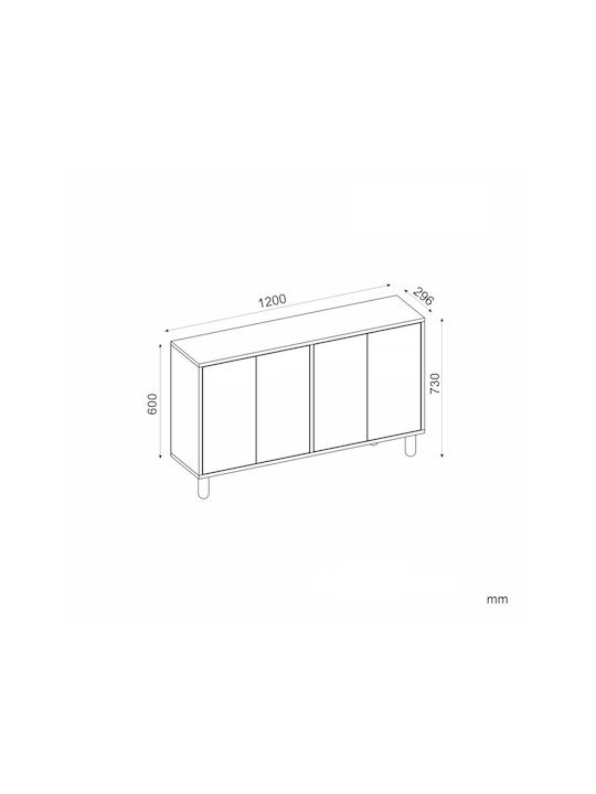 Буфет Дървен SteweHome Многоцветен 120x30x73см
