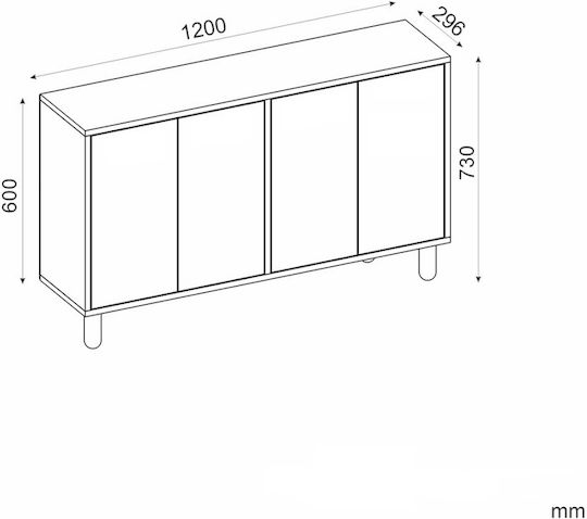 Μπουφές Ξύλινος Πολύχρωμος 120x30x73cm