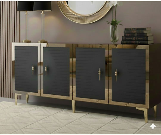 Wooden Sideboard with Mirror Gray 180x32x75cm