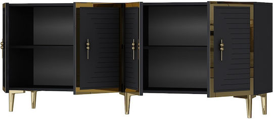 Wooden Sideboard with Mirror Gray 180x32x75cm