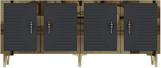 Wooden Sideboard with Mirror Gray 180x32x75cm