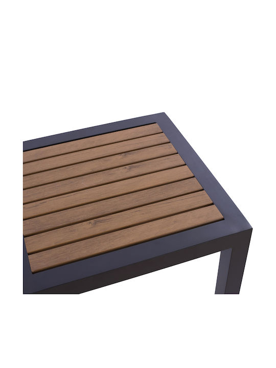 Table for Small Outdoor Spaces Aluminum Anthracite/Walnut 45x45x45cm