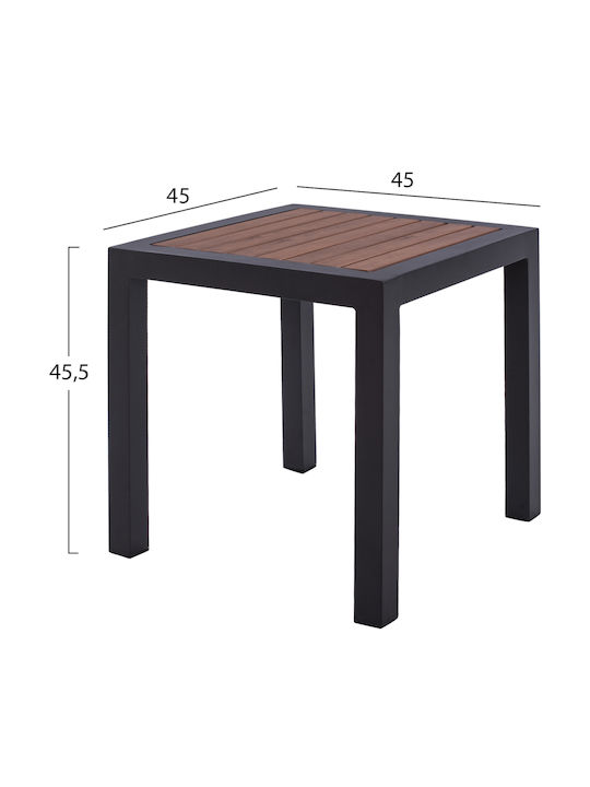 Table for Small Outdoor Spaces Aluminum Anthracite/Walnut 45x45x45cm
