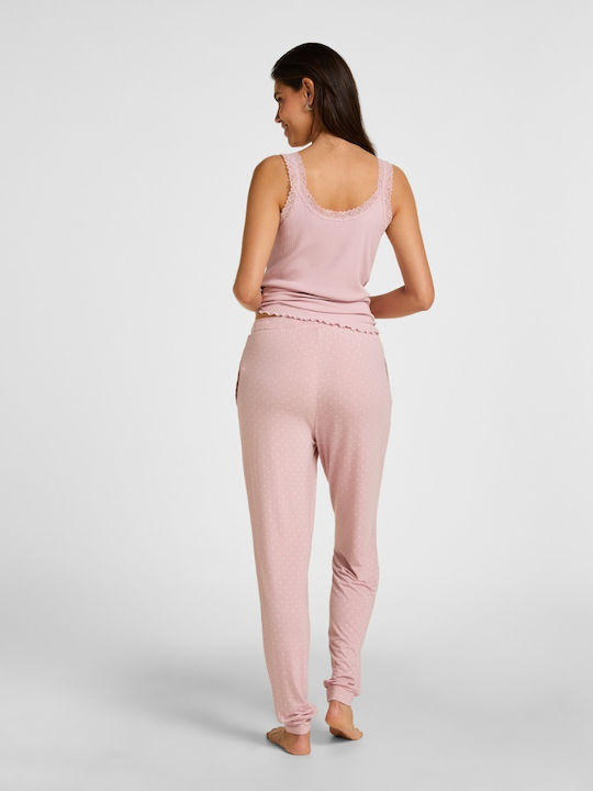 Hunkemöller Καλοκαιρινή Γυναικεία Μπλούζα Πιτζάμας Ροζ Jersey Rib