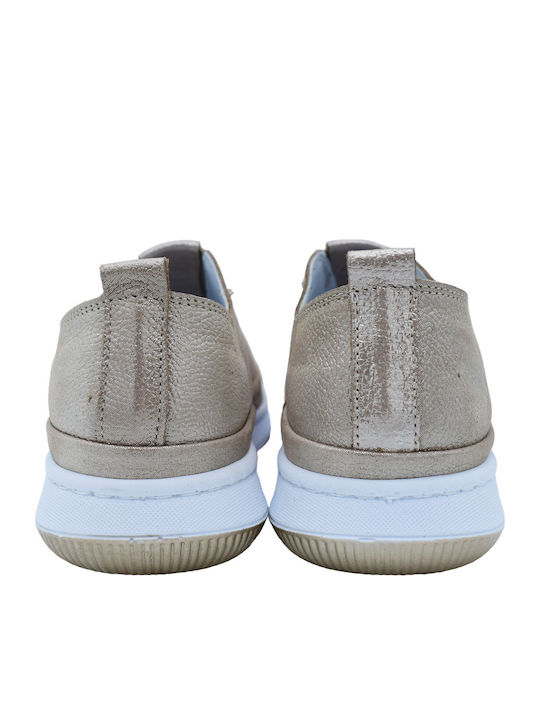 Ανατομικά Γυναικεία Slip-On Δερμάτινα Χρυσά