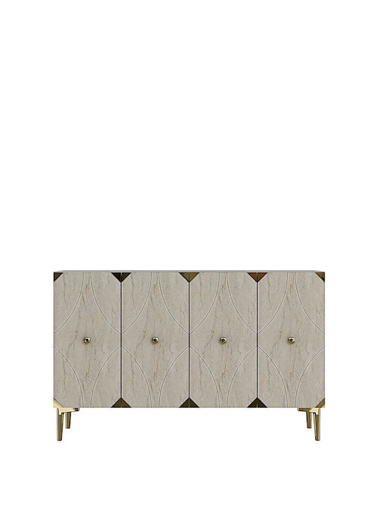 SteweHome Sideboard Aus Holz Mit Spiegel Weiß 120x32x75cm