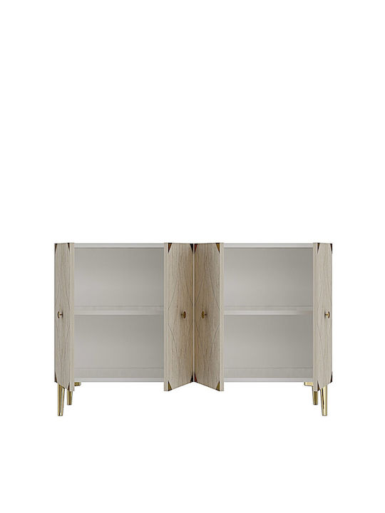 SteweHome Sideboard Aus Holz Mit Spiegel Weiß 120x32x75cm