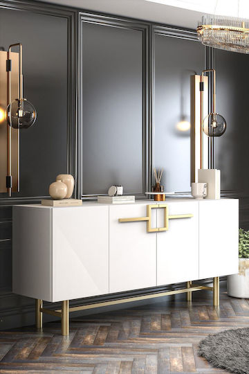 SteweHome Sideboard aus Holz Weiß 150x35x48.2cm