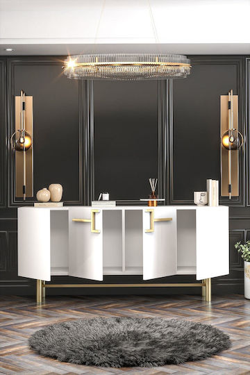 SteweHome Sideboard aus Holz Weiß 150x35x48.2cm